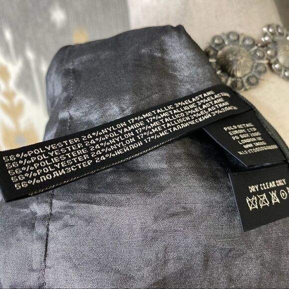 Ralph Lauren Gunmetal Pewter Metallic Pouf Sleeve Stretch Blouse - Picture 16 of 16